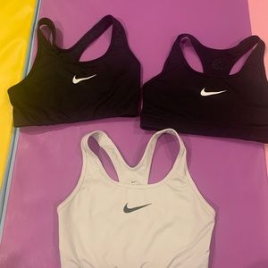 3 Nike Dri-FIT Swoosh Sports Bra Bundle white black medium